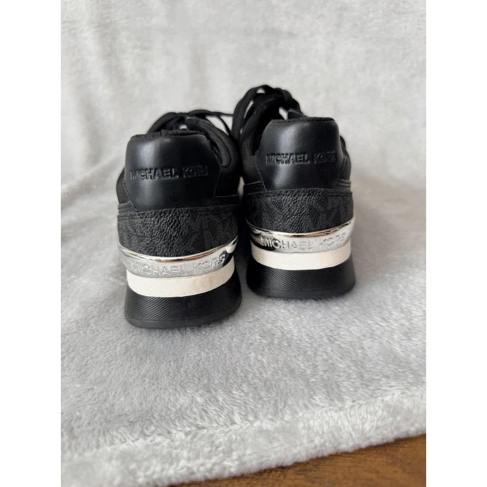 Michael Kors Andi Canvas signature logo trainer sz 7 Black Shoes Sneakers